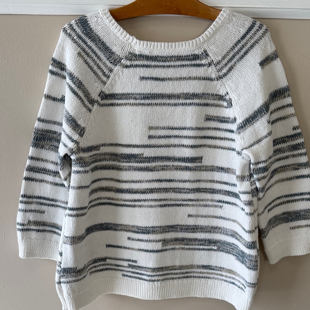 J. Jill Striped Women's Sweater - White and Gray - Picture 6 of 11